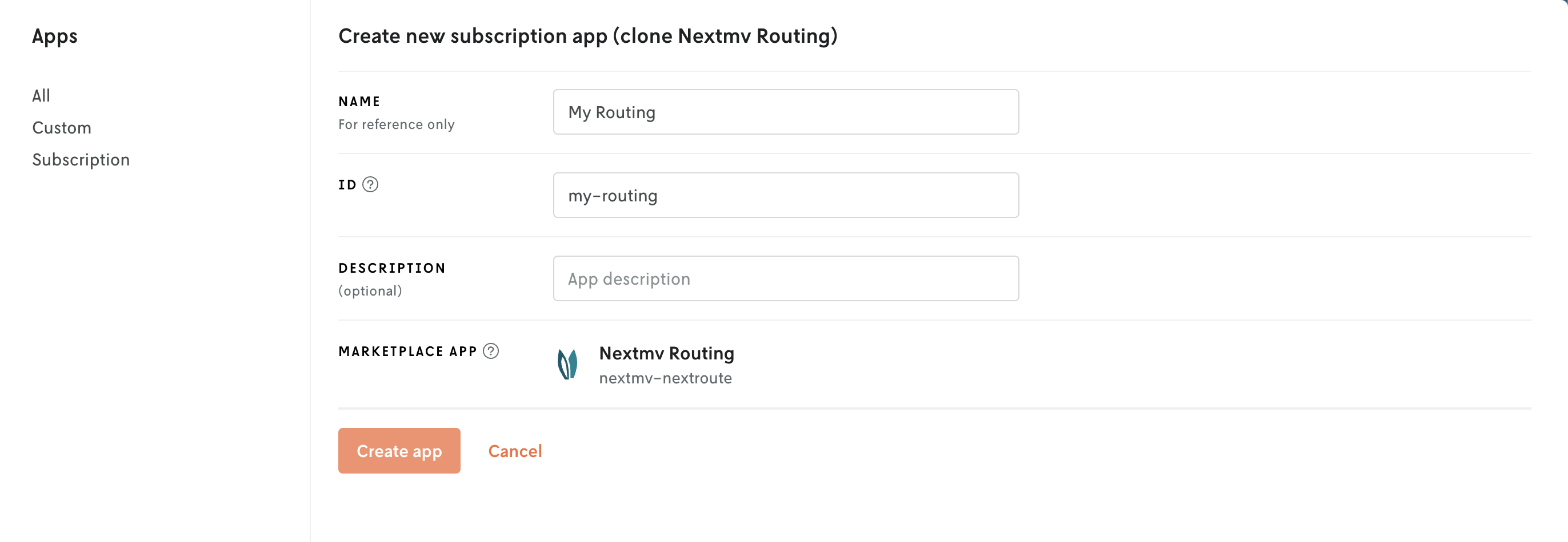 Form to create your own app based on the Nextmv Routing
app