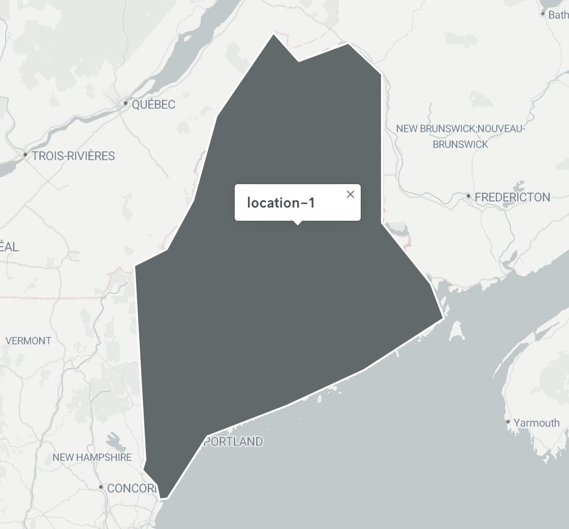 The same screenshot of the map feature polygon that has been clicked, but this time it is just the ID that is shown.