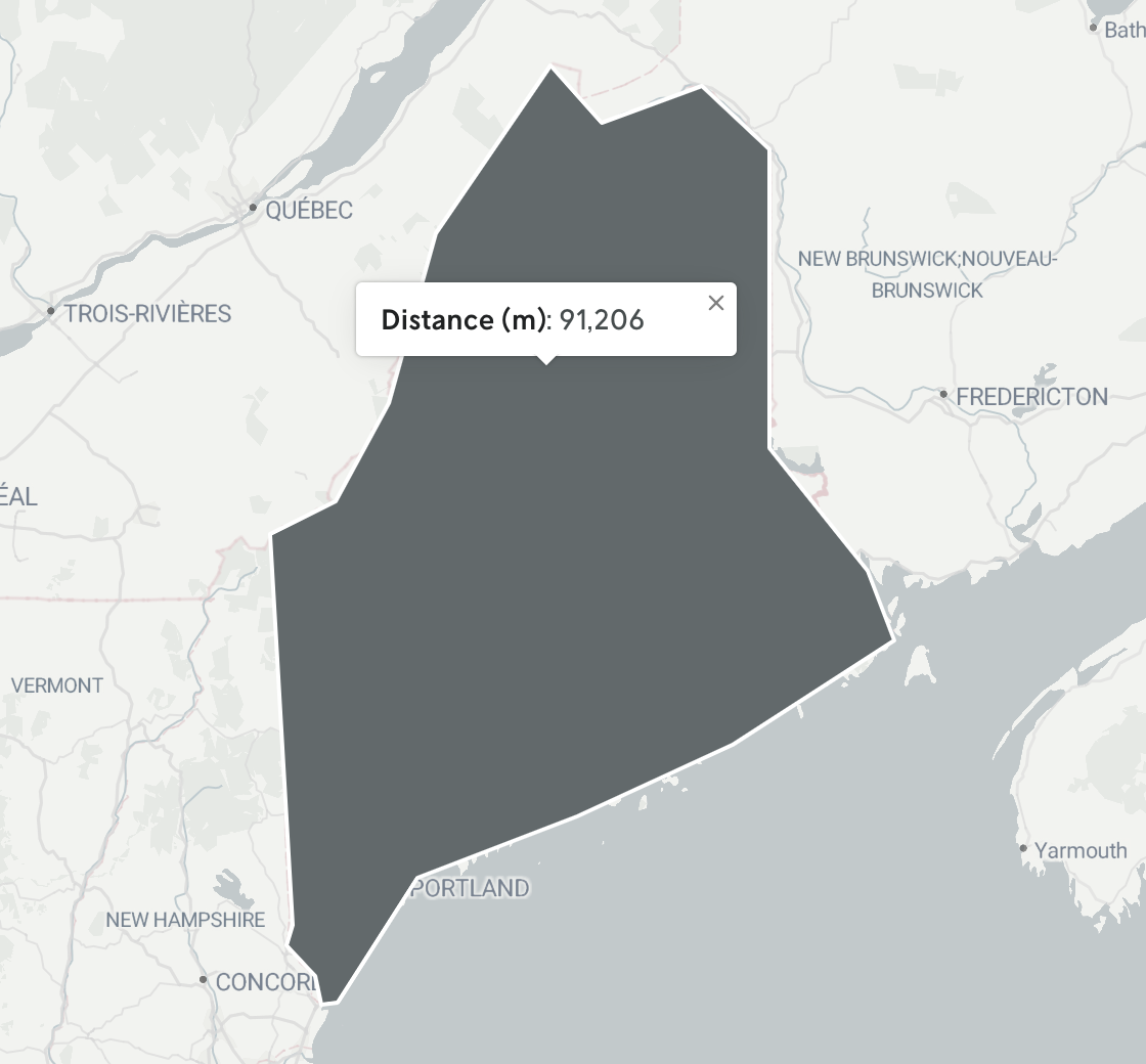 The same screenshot of the map feature polygon that has been clicked, but with just the metadata being shown.