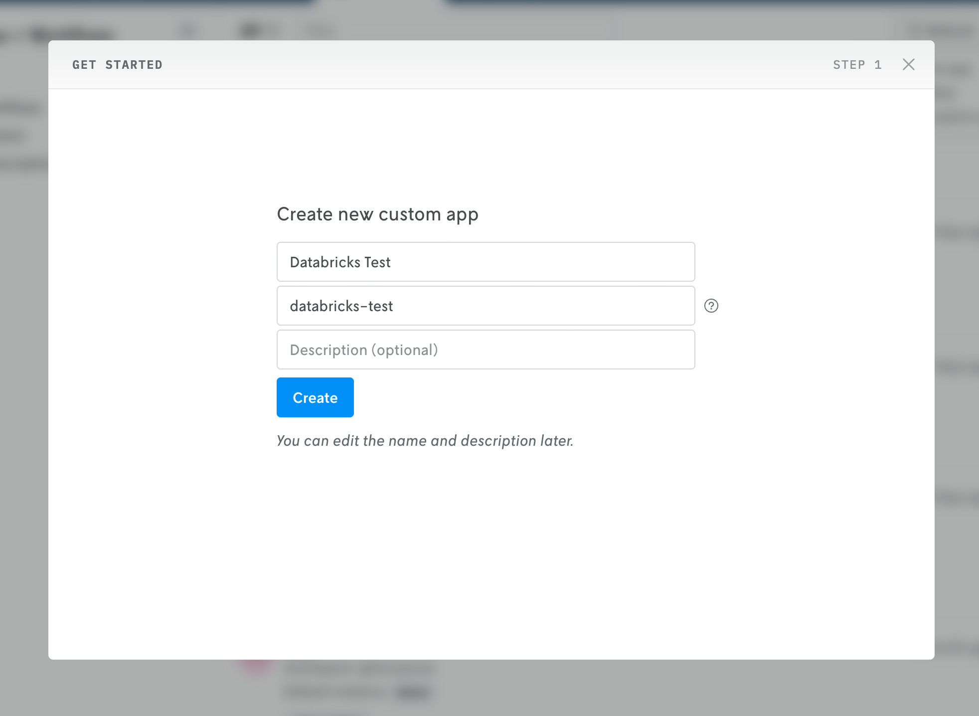 Create new custom app