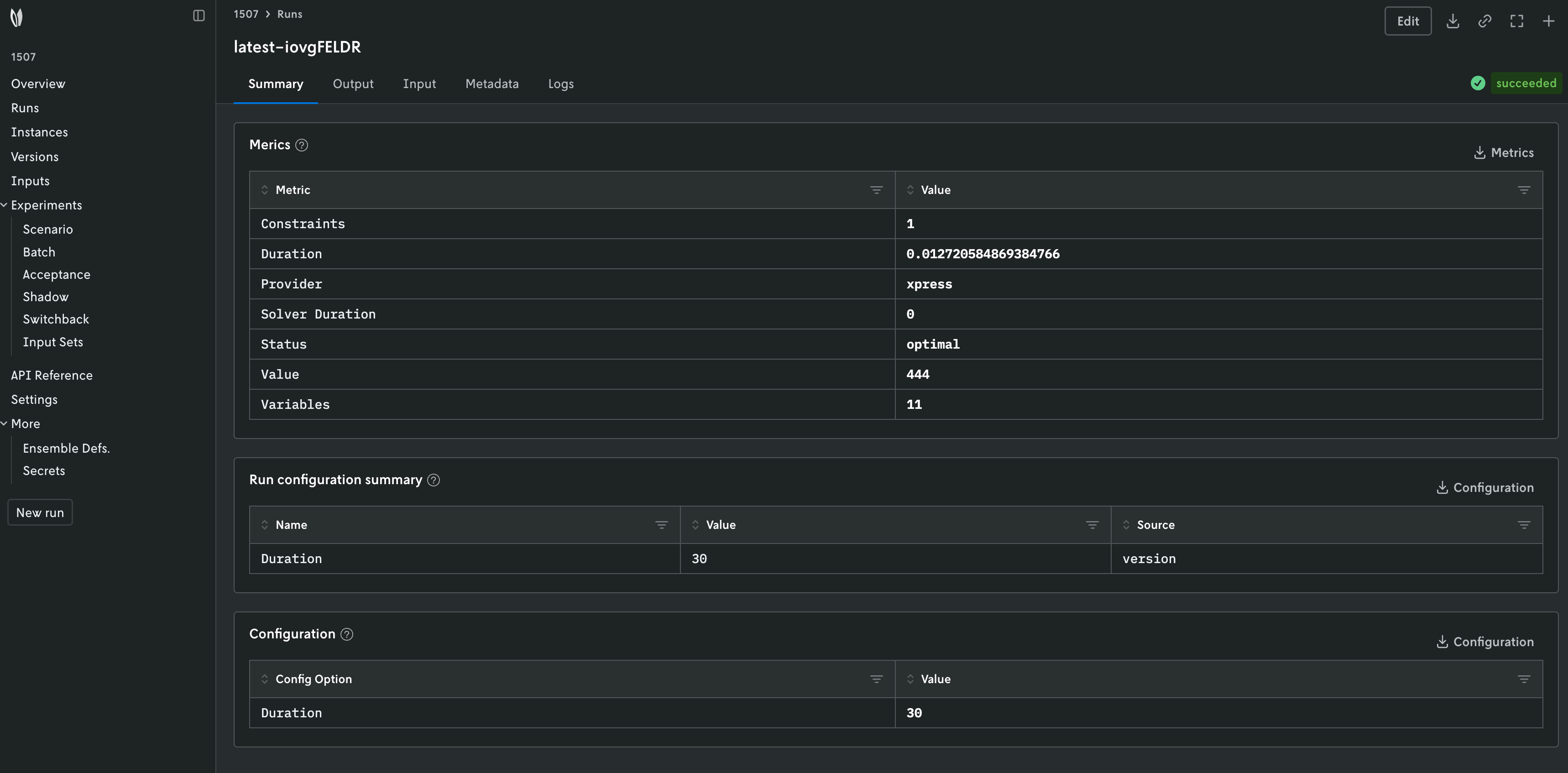 Metrics json